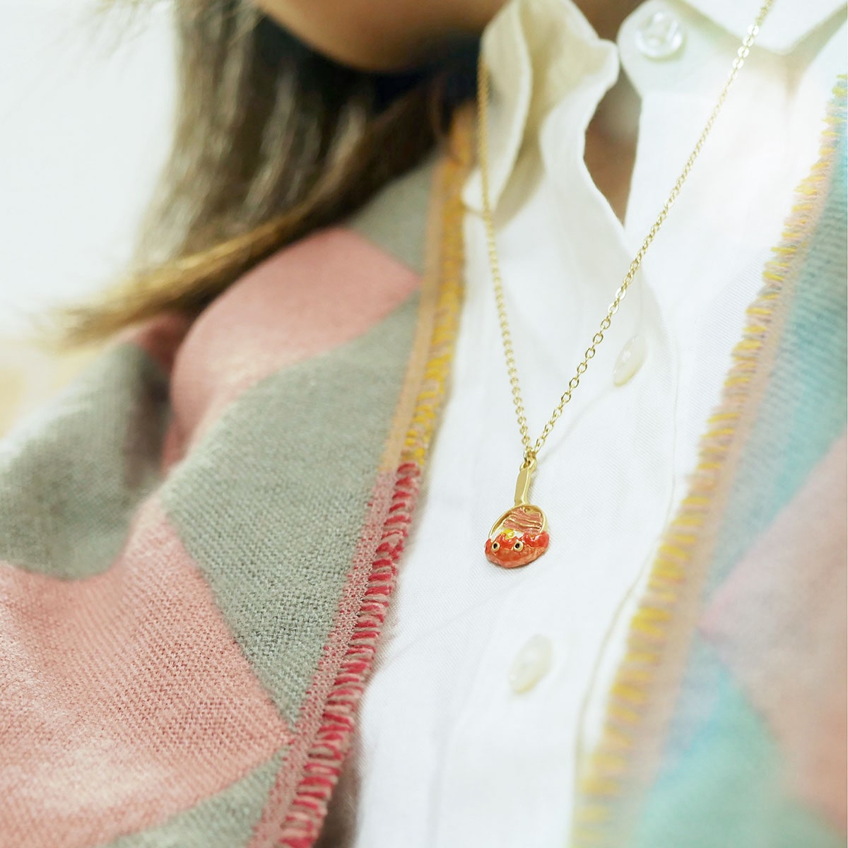 Official Ghibli Howls Moving Castle Necklace • Calcifer Pendant with Chain • Handmade Japanese Jewelry