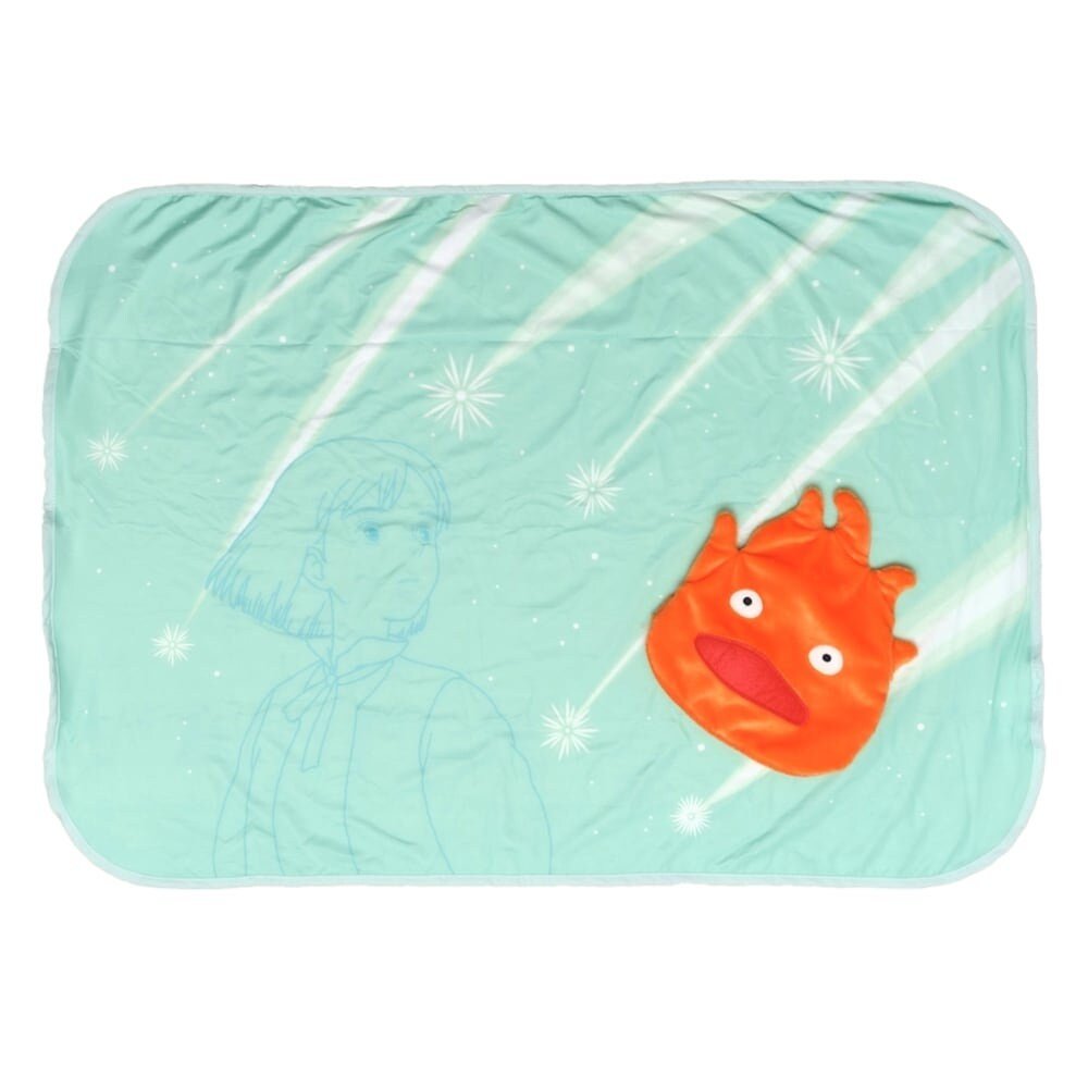 Official Ghibli Howls Moving Castle Cooling Summer Blanket • Calcifer Pillow/Cushion - Kamaji Market