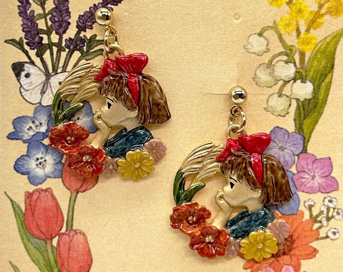 Official Ghibli Kiki Earrings • Kikis Delivery Service Handmade Earrings • Anime Japanese Jewelry - Kamaji Market