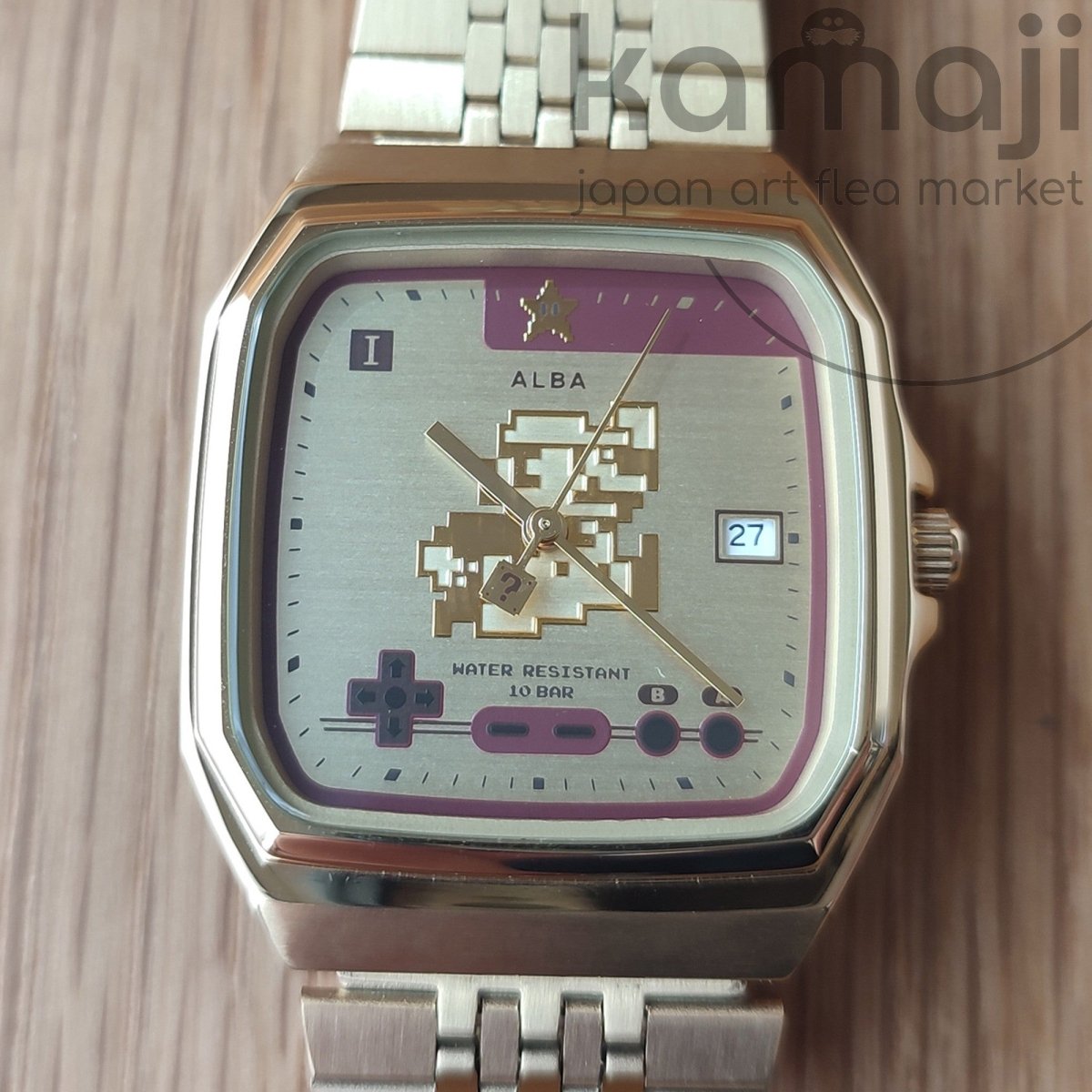 Official Super Mario Wrist Watch • Golden Stainless Steel Japanese