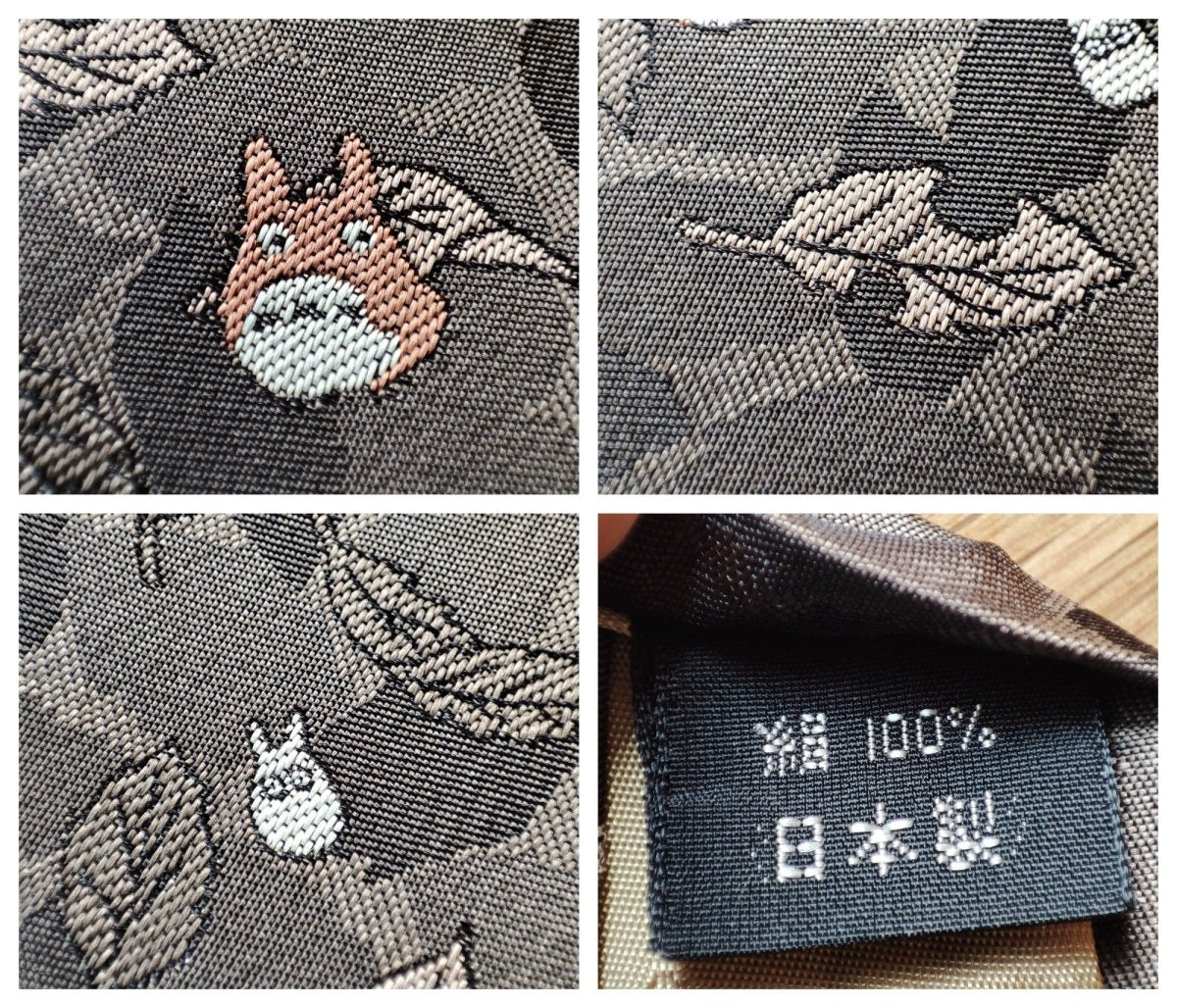 Vintage* Official Ghibli Totoro Necktie • My Neighbor Totoro Neckwear/Ascot/Cravat/Accent Clothes • Brown Silk Neck Tie - Kamaji Market
