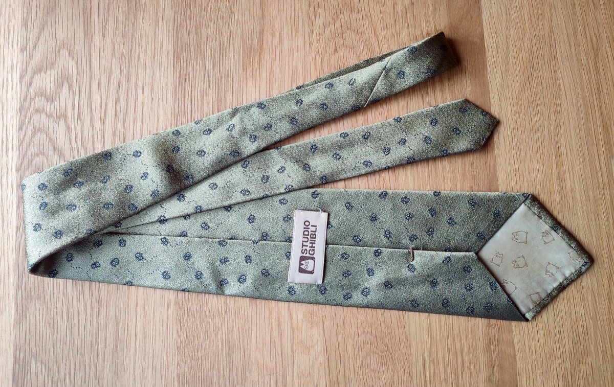 Vintage* Official Ghibli Totoro Necktie • My Neighbor Totoro Neckwear/Ascot/Cravat/Accent Clothes • Gold Silk Neck Tie - Kamaji Market