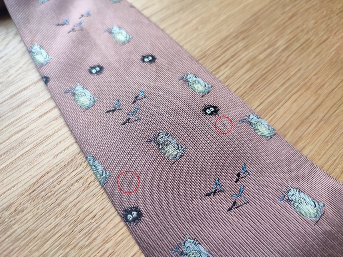 Vintage* Official Ghibli Totoro Necktie • My Neighbor Totoro Neckwear/Ascot/Cravat/Accent Clothes • Red Silk Neck Tie - Kamaji Market