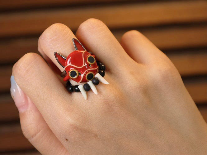Offizieller Ghibli Sans Maske Dreifachring • Prinzessin Mononoke Ring • Japanischer Anime Schmuck
