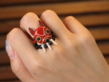 Offizieller Ghibli Sans Maske Dreifachring • Prinzessin Mononoke Ring • Japanischer Anime Schmuck