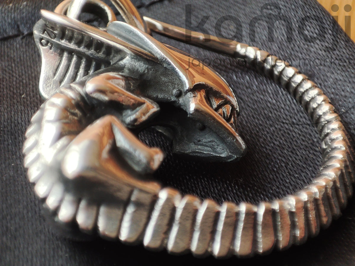 Vintage* Alien Handmade Silver Leather Necklace • Japanese Jewelry