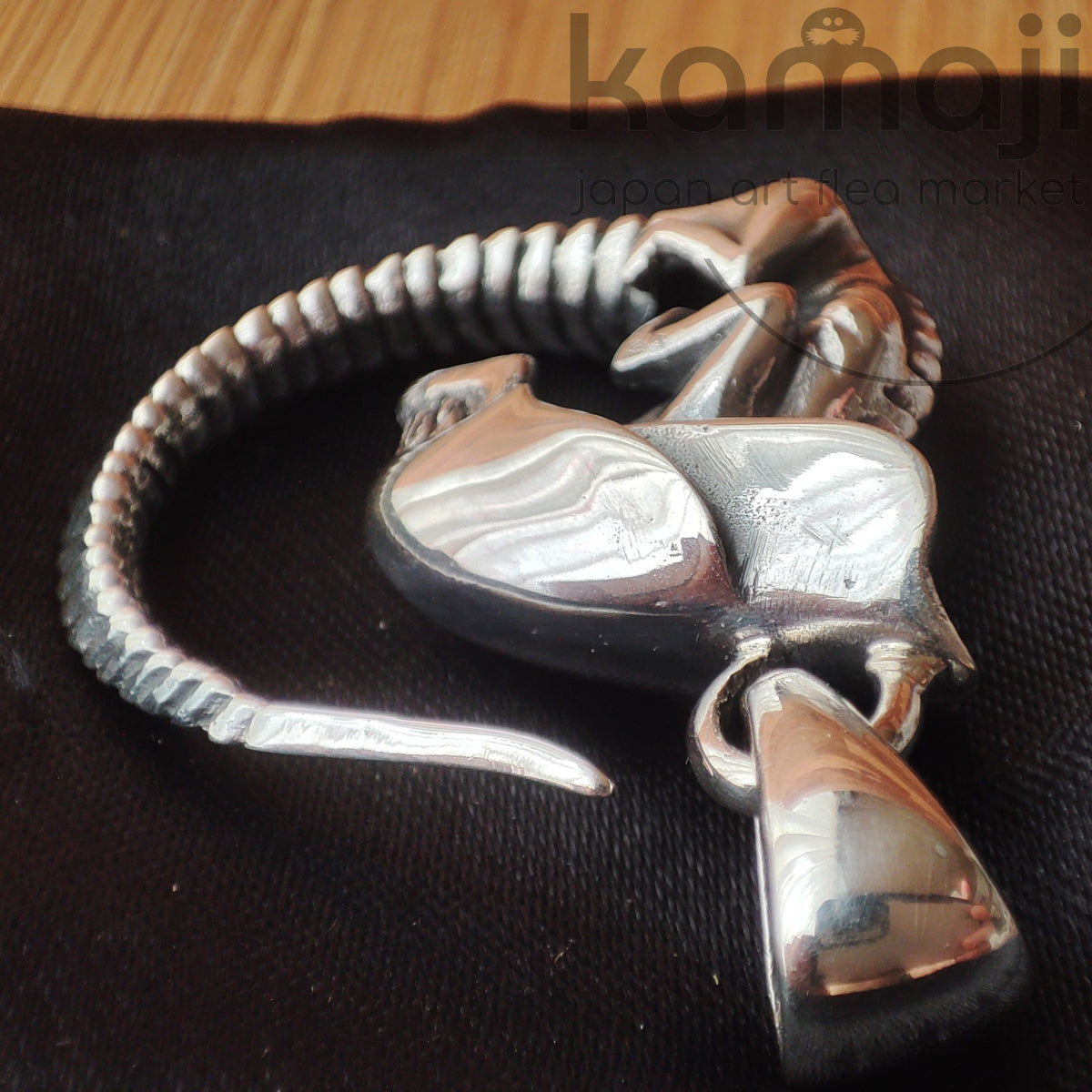 Vintage* Alien Handmade Silver Leather Necklace • Japanese Jewelry