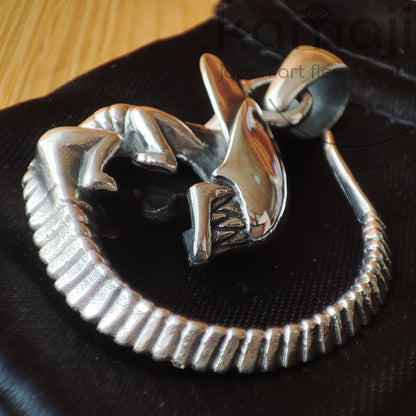 Vintage* Alien Handmade Silver Leather Necklace • Japanese Jewelry