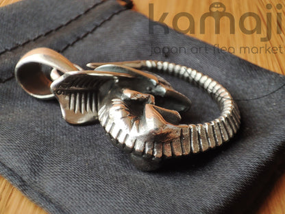 Vintage* Alien Handmade Silver Leather Necklace • Japanese Jewelry