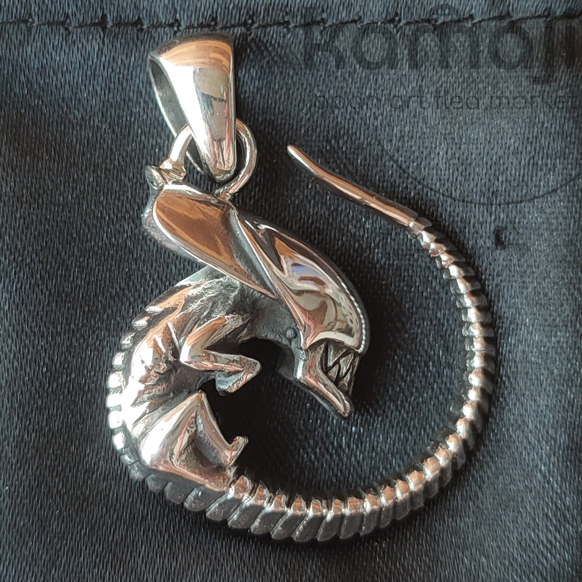Vintage* Alien Handmade Silver Leather Necklace • Japanese Jewelry
