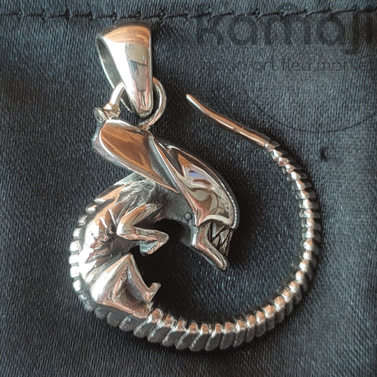 Vintage* Alien Handmade Silver Leather Necklace • Japanese Jewelry