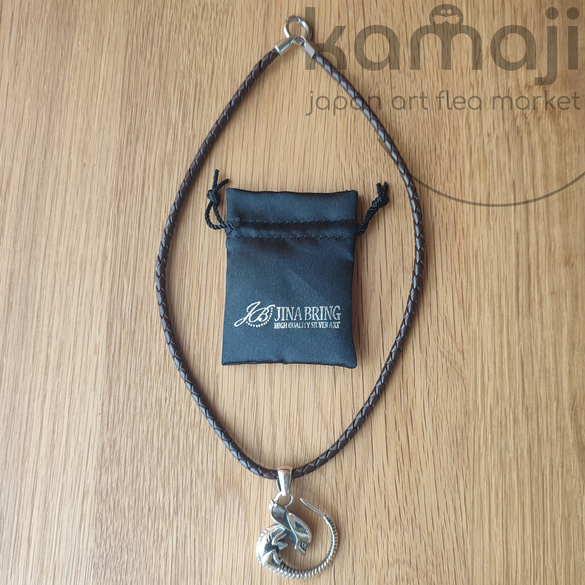 Vintage* Alien Handmade Silver Leather Necklace • Japanese Jewelry