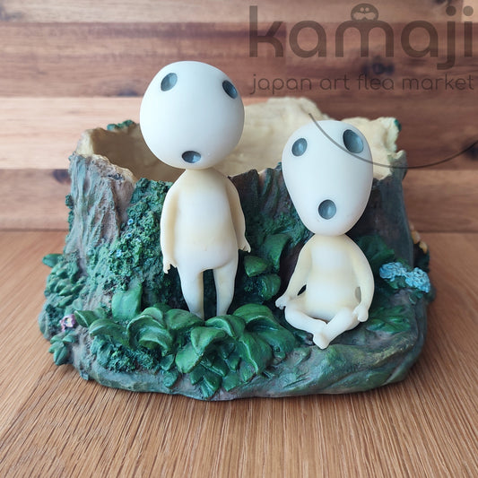 Vintage* Official Ghibli Princess Mononoke Planter Cover • Pot/Home Decor/Interior Diorama with Two Kodama