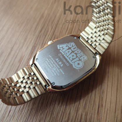 Montre-bracelet officielle Super Mario • Montres japonaises en acier inoxydable doré • ALBA Seiko Nintendo