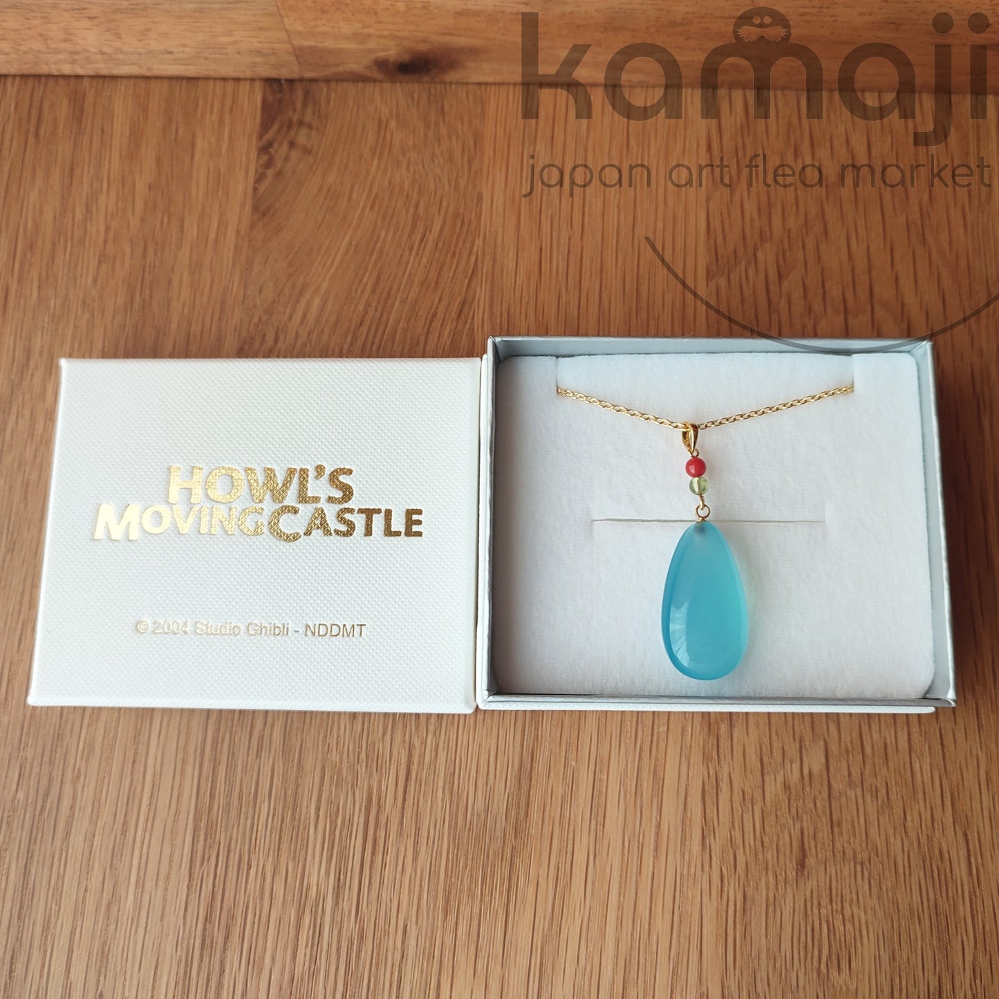 Offizielle Ghibli-Halskette „Das wandelnde Schloss“ aus blauem Achat und Silber • Japanischer Anime-Schmuck