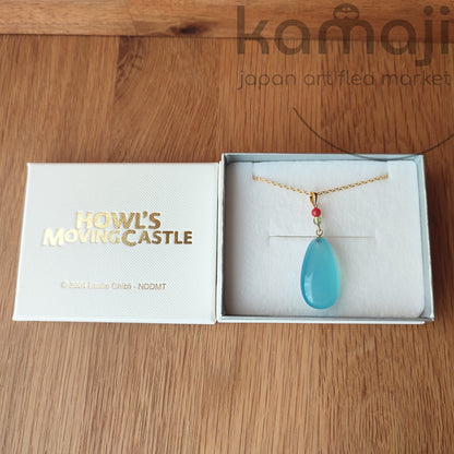 Offizielle Ghibli-Halskette „Das wandelnde Schloss“ aus blauem Achat und Silber • Japanischer Anime-Schmuck