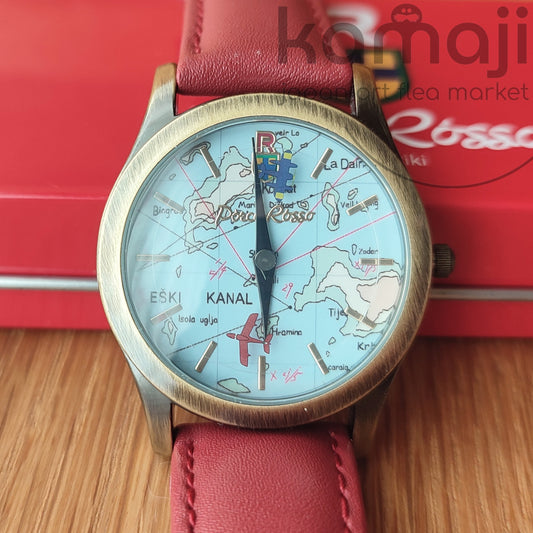 Vintage* Official Ghibli Porco Rosso Wrist Watch • Crimson Pig Watch/Clock • Japanese Anime Watches