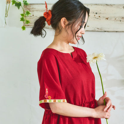 Arrietty Red Summer Dress • Arrietty the Borrower Relax Wear Flower Dress + Hair Band •  Donguri Closet Exclusive