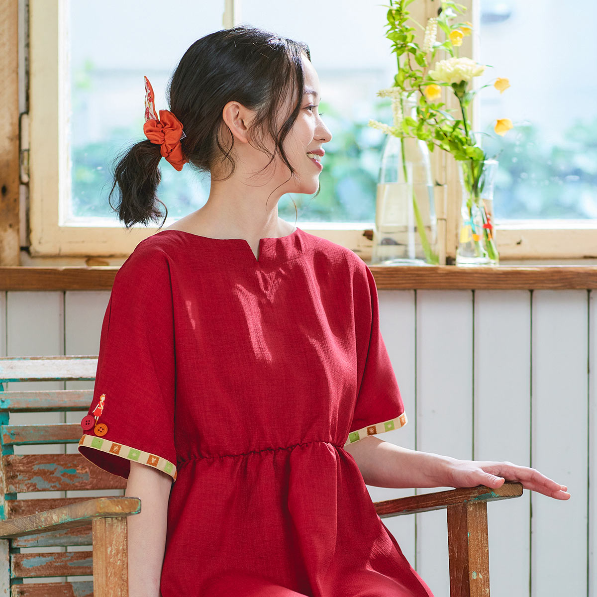 Arrietty Red Summer Dress • Arrietty the Borrower Relax Wear Flower Dress + Hair Band •  Donguri Closet Exclusive