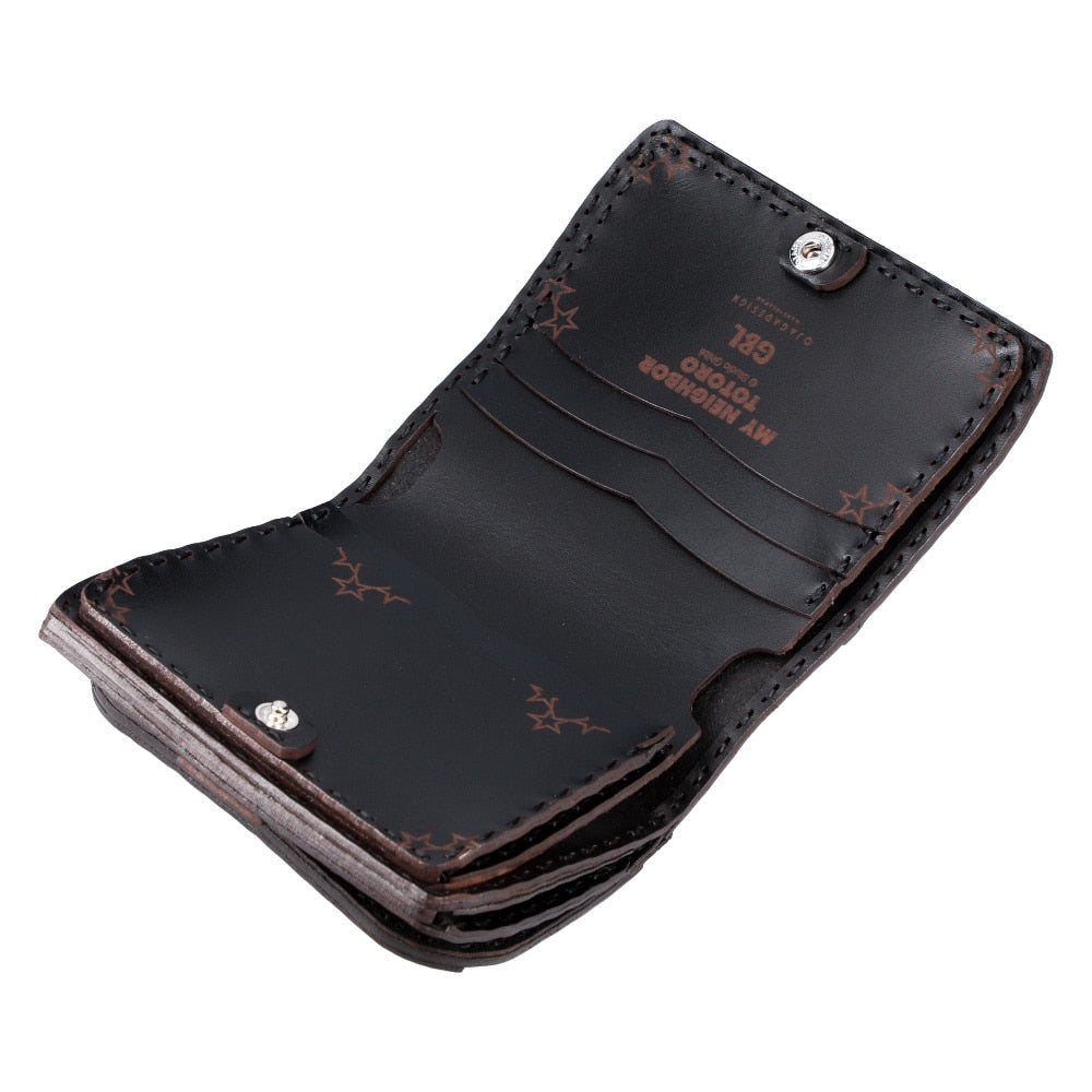 Official Ghibli Totoro Handmade Genuine Leather Wallet • Black Kurosuke Ojaga Design GBL