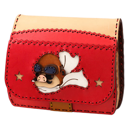 Official Ghibli Porco Rosso Handmade Genuine Leather Wallet • Crimson Pig Ojaga Design GBL