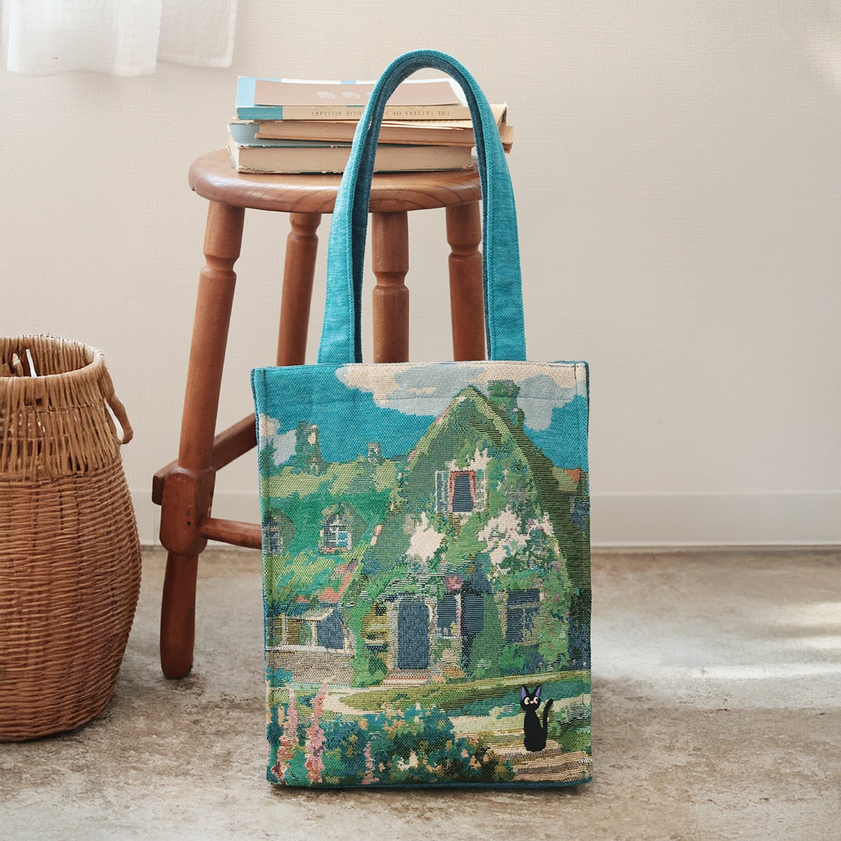 Official Ghibli Jiji and Okino's House Gobelin Tote Bag • Kiki's Delivery Service Shopping Shoulder Bag