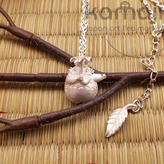Vintage* Official Studio Ghibli Silver Necklace/Pendant • My Neighbor Totoro Jewelry/Silver Chain • Totoro with Umbrella Japanese Anime Gift