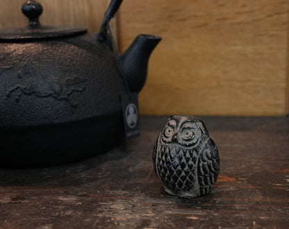 Authentic Japanese Cast Iron Paperweight • Owl Desk Decor - Kamaji Market