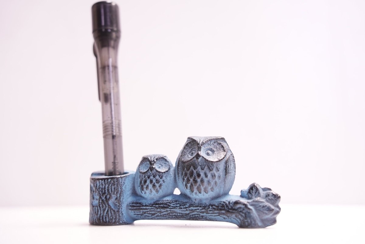 Authentic Japanese Cast Iron Paperweight • Owl Interior Decoration • Office Desk Figure • Asian Home Decor • Japanese Ironware Gift - Kamaji Market
