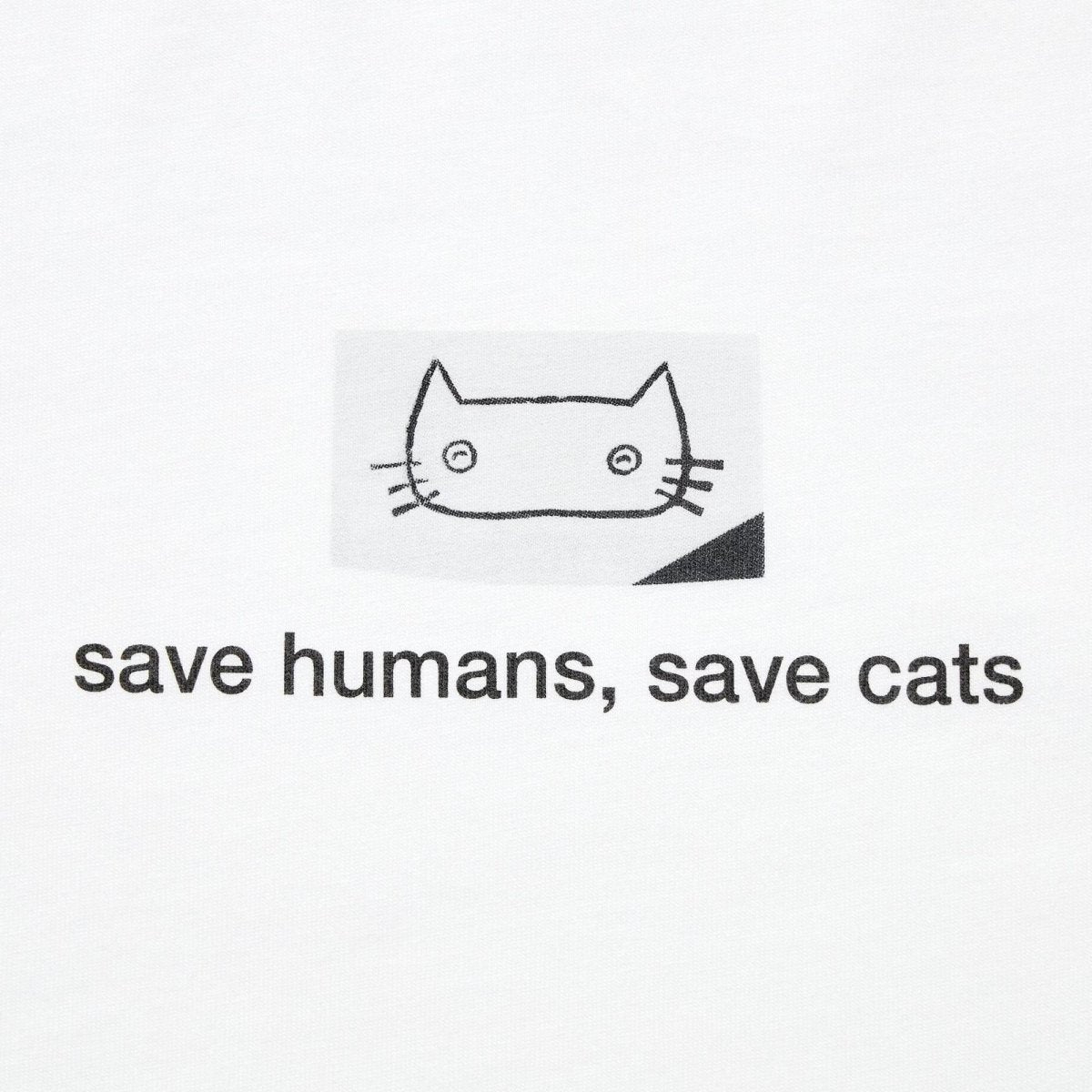 Haruki Murakami "Save humans, save cats" White T-Shirt • Murakami Peace for All UT • Official Japanese Merchandise Art Gift - Kamaji Market