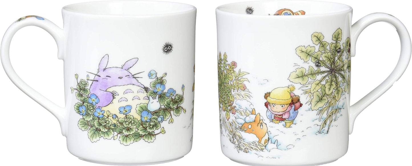 Original Ghibli Totoro Mug Cup "Four Seasons" • My Neighbor Totoro Bone China Noritake Tableware • Japanese Ceramic • Studio Ghibli Gift