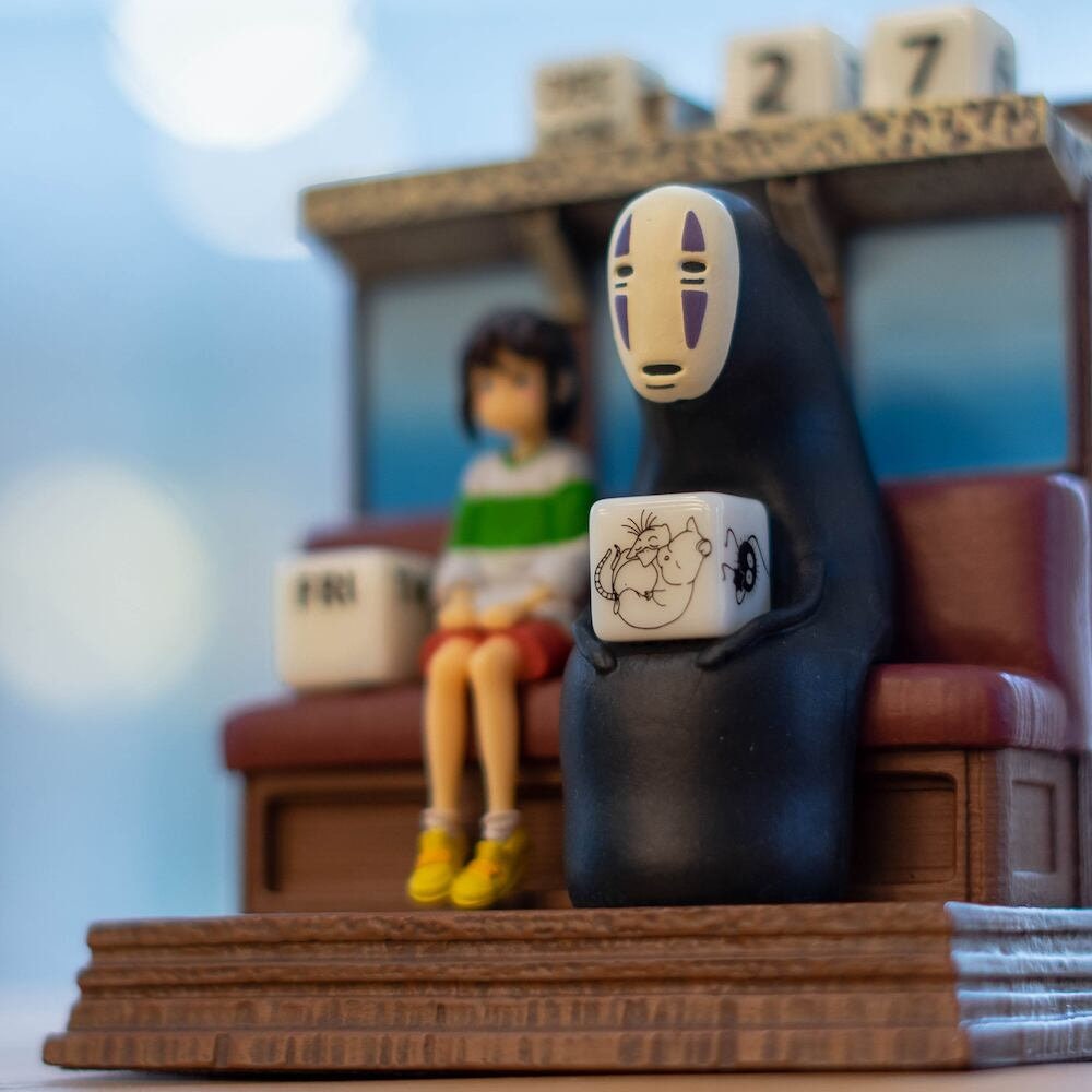 Original Ghibli Spirited Away Perpetual Calendar with Dice • Figure/Figurine/Mini Statue/Replica/Home Decor/Interior Diorama • No Face Gift