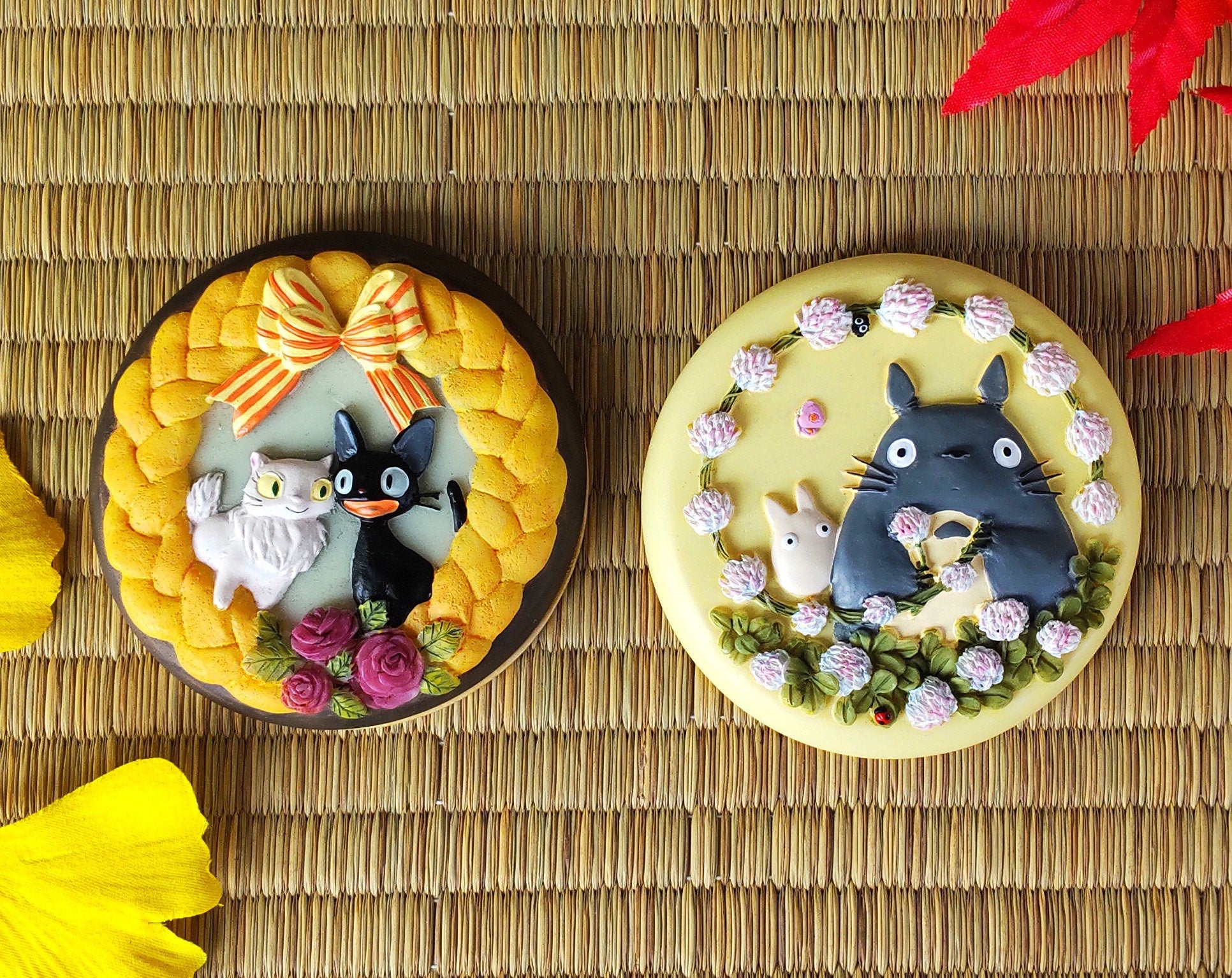 Vintage* Original Ghibli Totoro, Jiji Makeup Mirror • Kikis Delivery Service, My Neighbor Totoro • Compact Pocket Portable Hand Mirror Gift