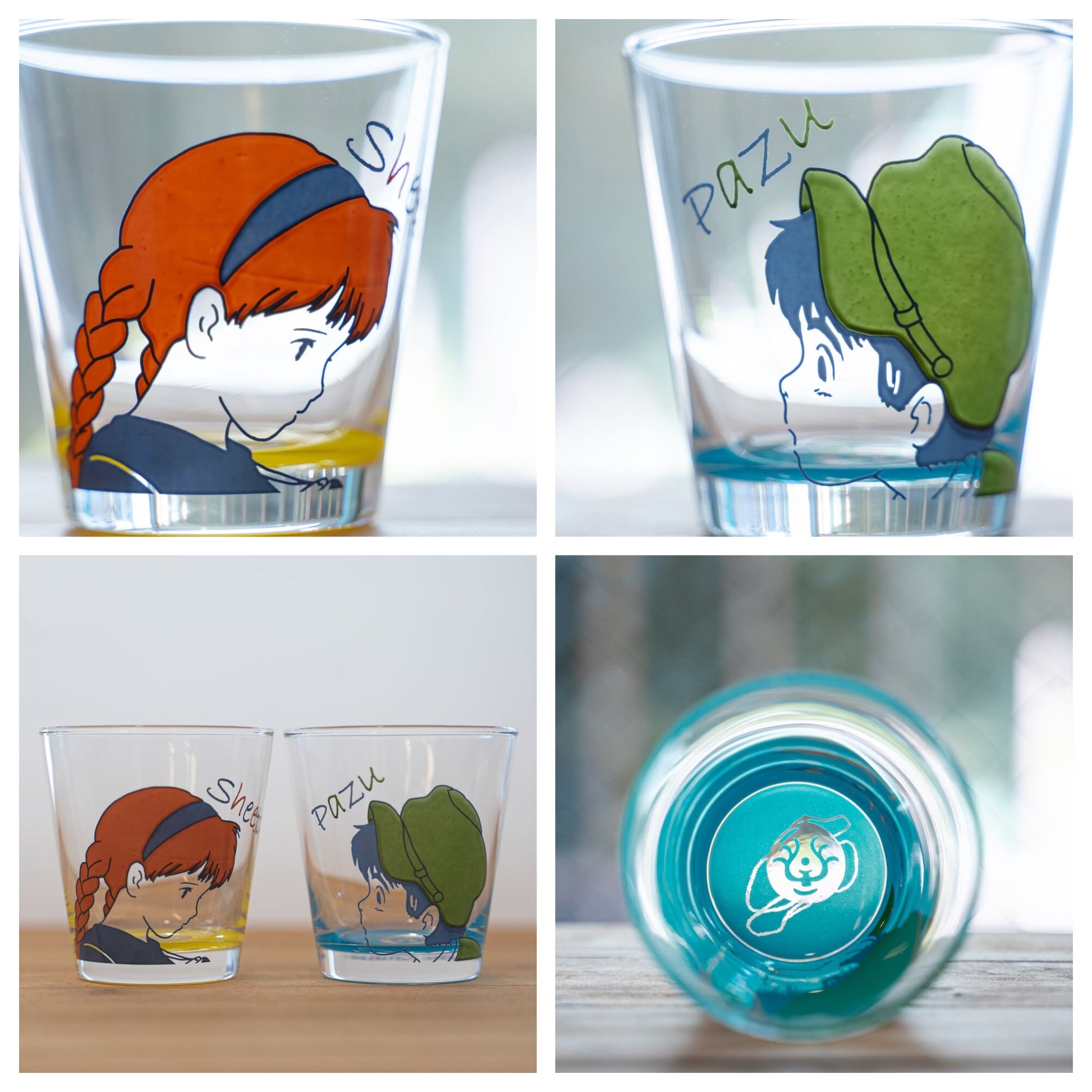 Set of 2 Original Ghibli Glass/Cup • Spirited Away, Howls Moving Castle, Mononoke, Laputa, Whisper of the Heart Tableware/Glassware Gift