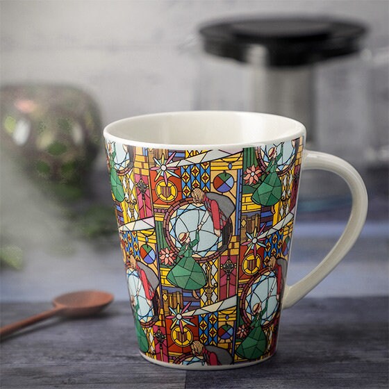 Original Ghibli Howl/Baron Mug Cup • Howls Moving Castle/Whisper of the Heart Tableware • Stained Glass Style • Japanese Ceramic Gift