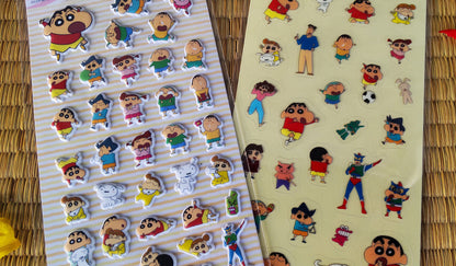 Original Crayon Shin-chan Stickers Set • Shinnosuke Nohara Sticker • Schedule Book Clear Stickers • Mini Puffy Stickers • Anime Gift