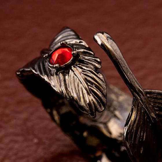 Original Ghibli Studio "Howl's Black Feathers" Ring • Howls Moving Castle Free Size Ring • Japanese Handmade Jewelry Gift