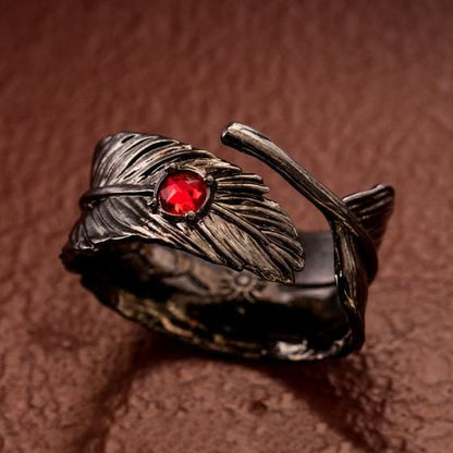 Original Ghibli Studio "Howl's Black Feathers" Ring • Howls Moving Castle Free Size Ring • Japanese Handmade Jewelry Gift