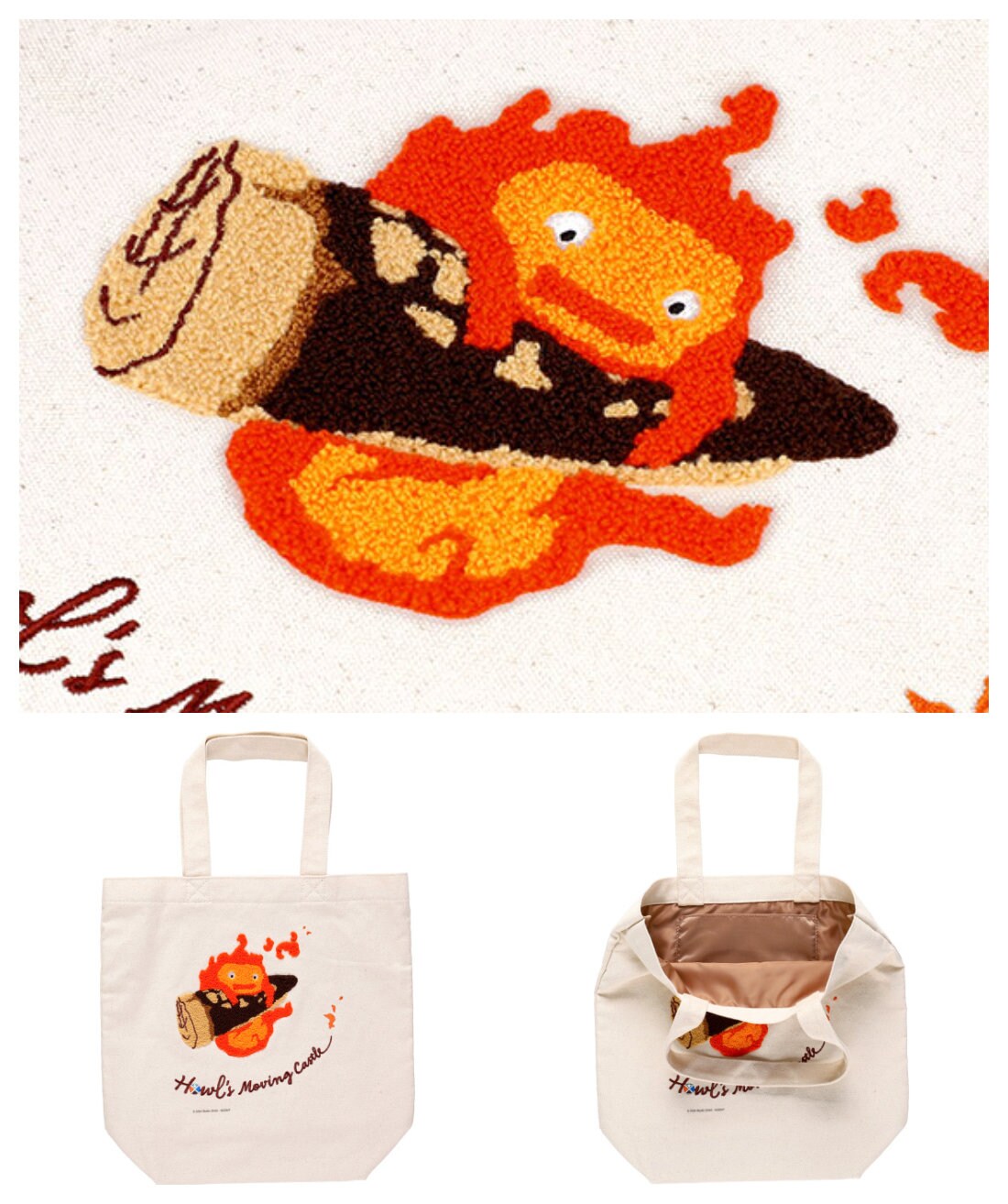 Original Ghibli Fluffy Tote/Shoulder Bag • Calcifer, Hin, Jiji Shopping Bag/Shopper/Eco Handbag/Hobo • Howl, Totoro, Kikis Delivery Gift