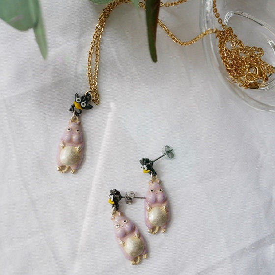 Original Ghibli Bo Mouse Earrings • Spirited Away Earring • Japanese Handmade Jewelry • Anime Studio Ghibli Gift