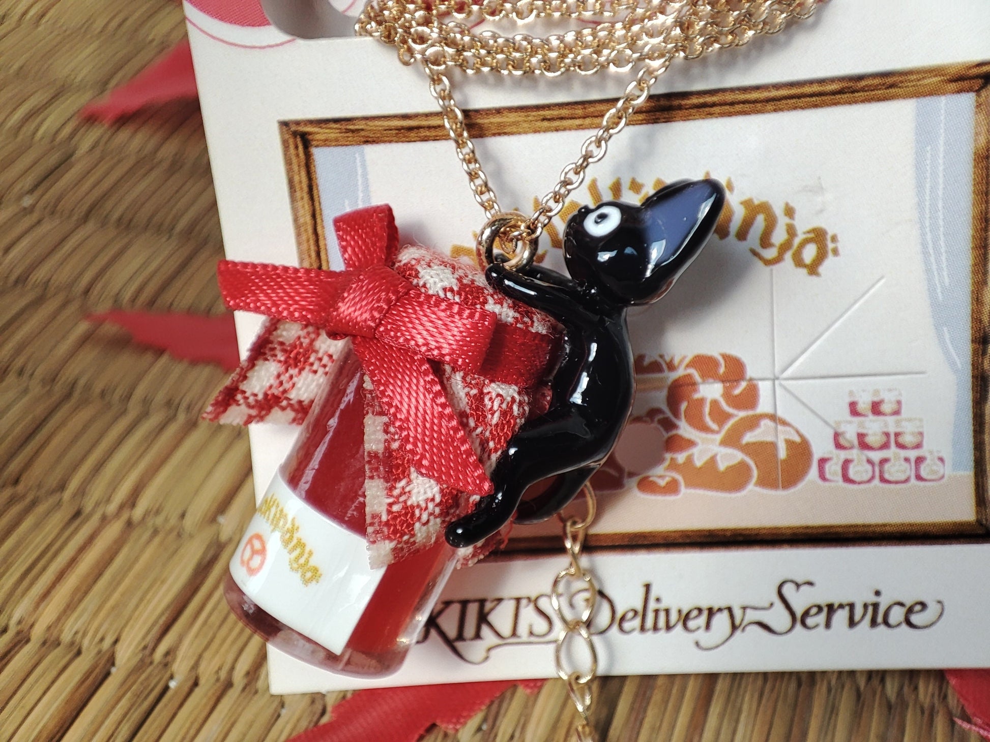 Original Studio Ghibli Necklace/Pendant • Kikis Delivery Service Jewelry/Chain • Jiji on a Jar/Gigi • Japanese Anime Gift