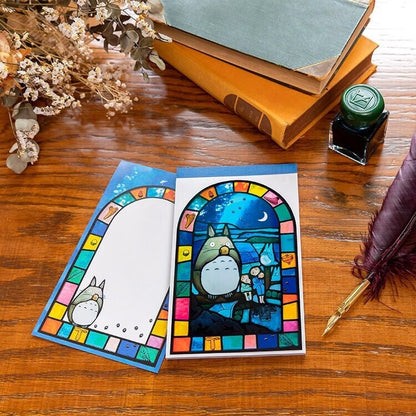 Original Ghibli Studio Notepad • My Neighbor Totoro Notes Book/Memo Pad/Message card • Japanese Stationery • Stained Glass design