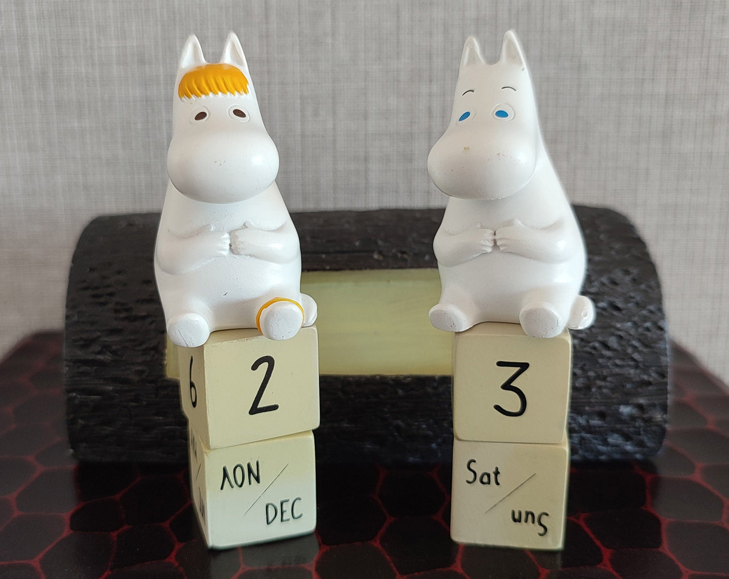 Vintage* Original Moomins Perpetual Dice Calendar • Figure/Figurine/Statue/Replica/Decor/Interior Diorama • Moomintroll, Snork Maiden Gift