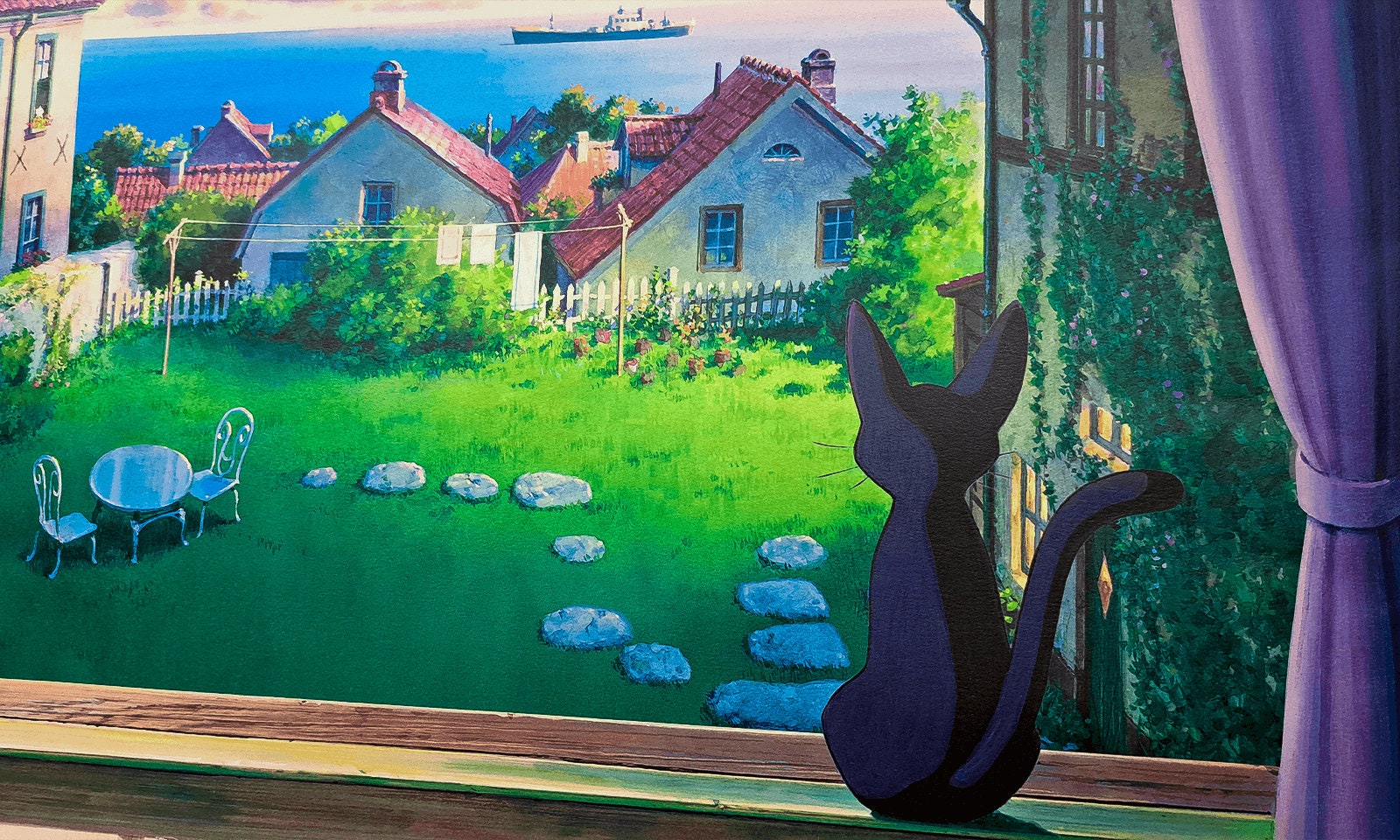 Exclusive* Original Ghibli Museum Wall Art/Interior Decor • Kikis Delivery Service Window Picture/Hanging/Film Scene Painting • Jiji Gift