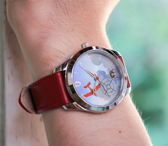 Original Studio Ghibli Porco Rosso Wrist Watch • Crimson Pig Watch/Clock • Japanese Anime Watches Gift • Limited to 900