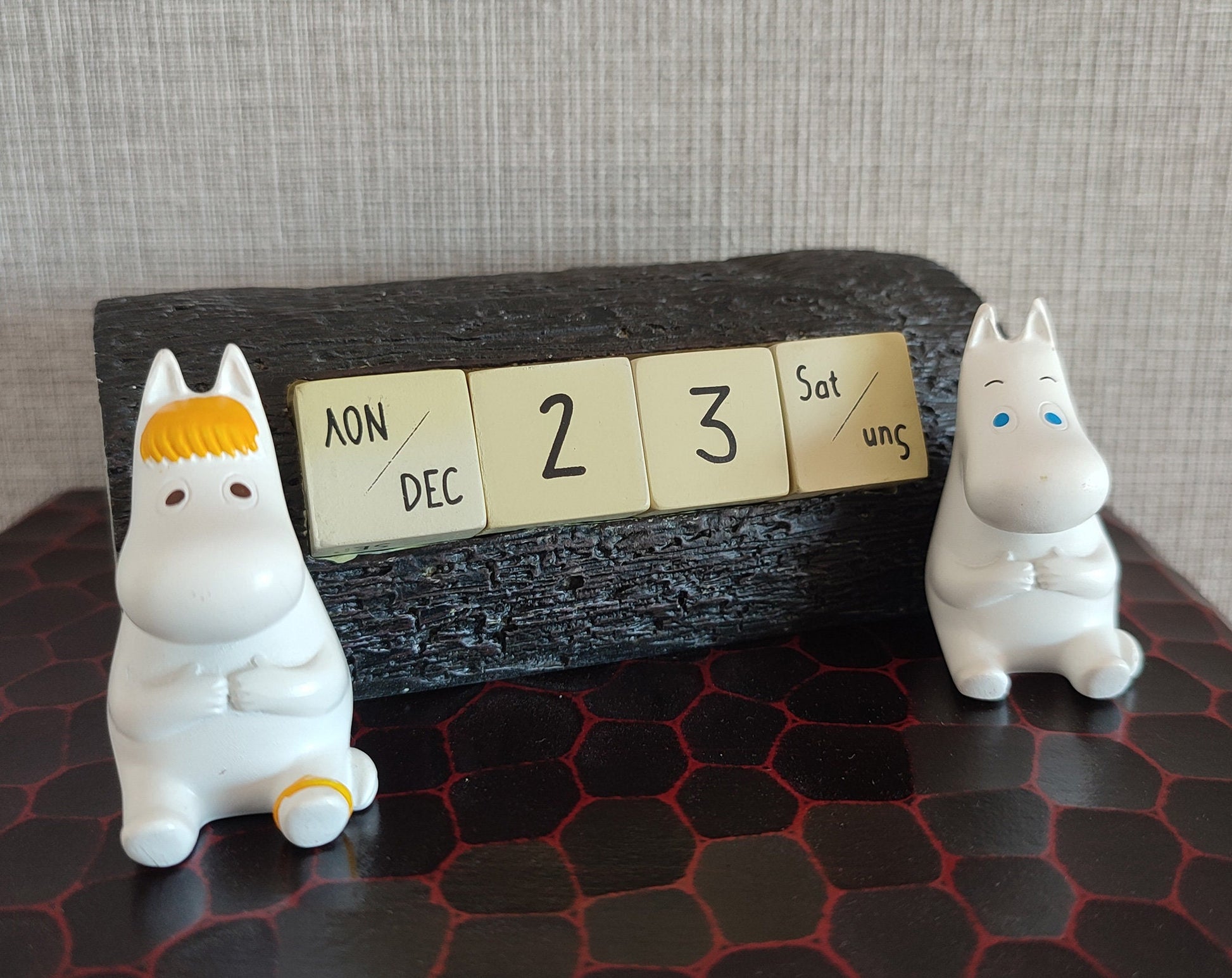 Vintage* Original Moomins Perpetual Dice Calendar • Figure/Figurine/Statue/Replica/Decor/Interior Diorama • Moomintroll, Snork Maiden Gift