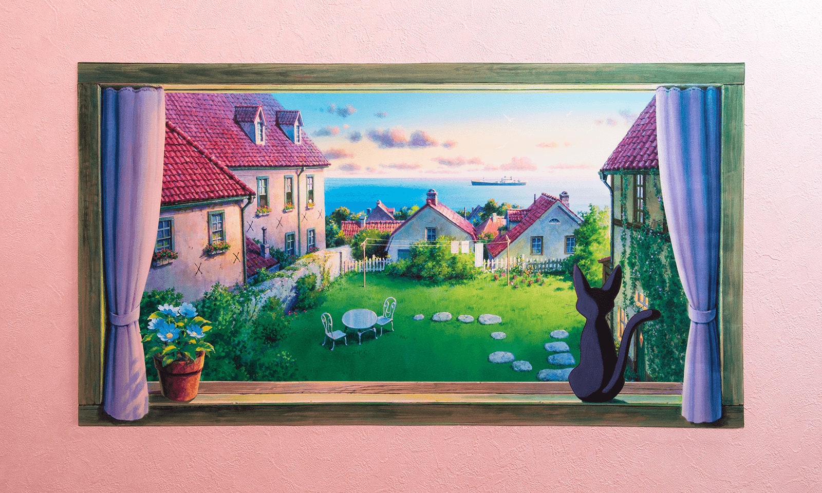 Exclusive* Original Ghibli Museum Wall Art/Interior Decor • Kikis Delivery Service Window Picture/Hanging/Film Scene Painting • Jiji Gift