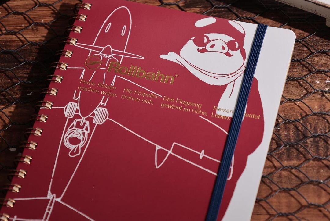 Original Studio Ghibli Porco Rosso Notebook • Crimson Pig Notepad/Sketchbook/Planner/Diary • Rollban Spiral Book/Japanese Stationery Gift