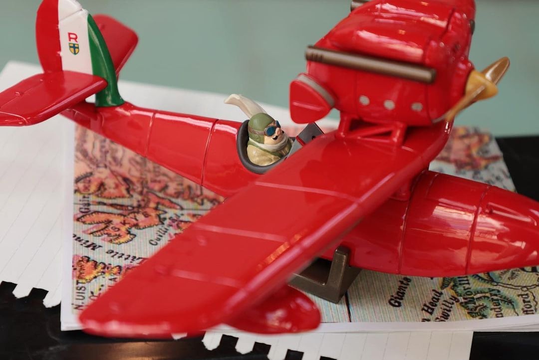 Original Ghibli Porco Rosso Airplane Interactive Figure/Diorama • Crimson Pig Figurine/Statue/Replica/Interior Decor • Studio Ghibli Gift