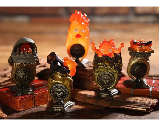 Original Ghibli Calcifer Figure "Ring" (Set of 6) • Howls Moving Castle Figurine/Mini Statue/Replica/Home Decor/Interior Diorama Anime Gift